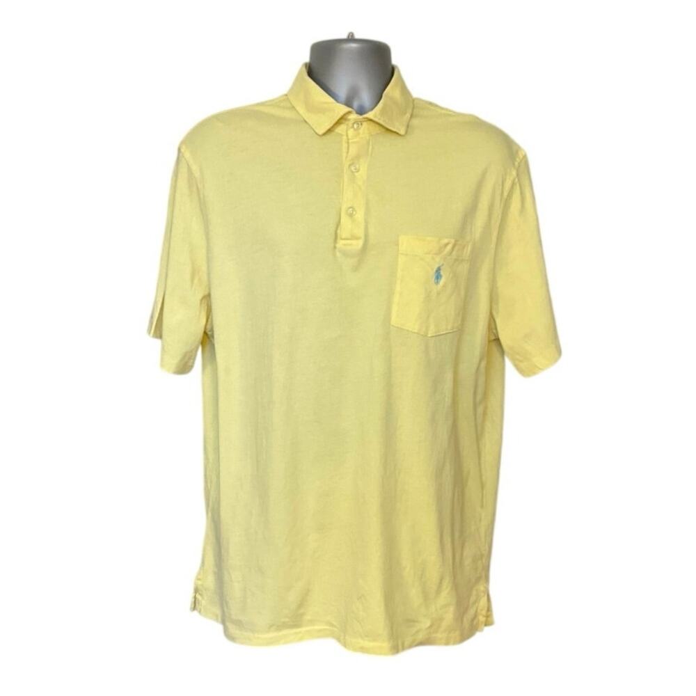 Polo Ralph Lauren Yellow Polo Shirt Men’s Large Classic Fit Cotton Pocket Logo